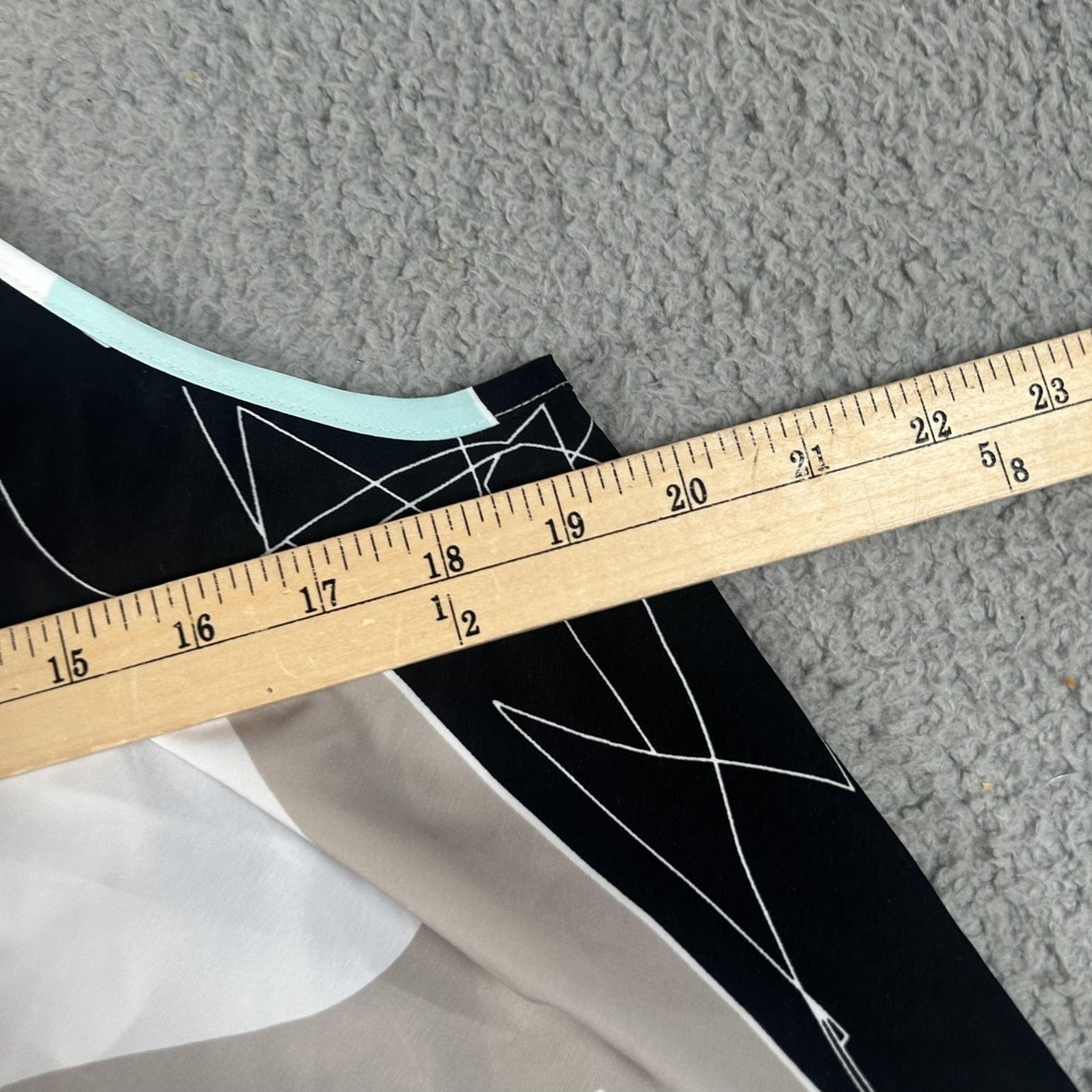 Alfani Shirt Womens Large Black Mint Beige Halter Handkerchief Hem Abstract - Picture 9 of 13